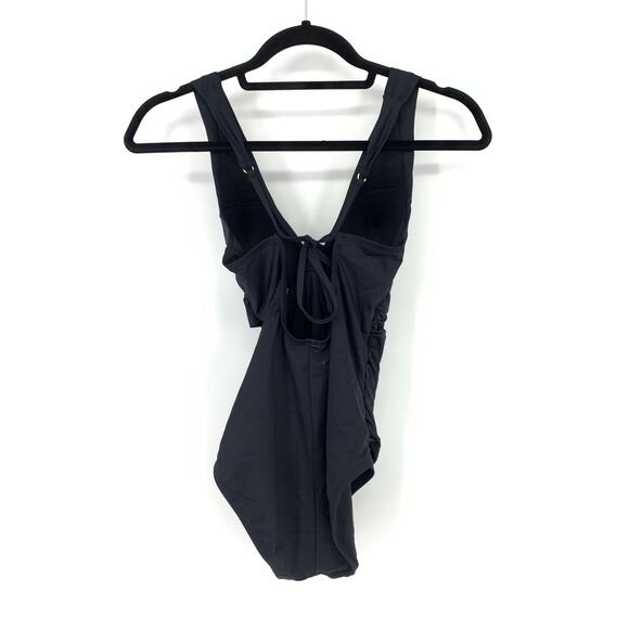 La Blanca Women's Size 6 One Piece Swimwear Stretch Twist Front Black - Picture 2 of 8